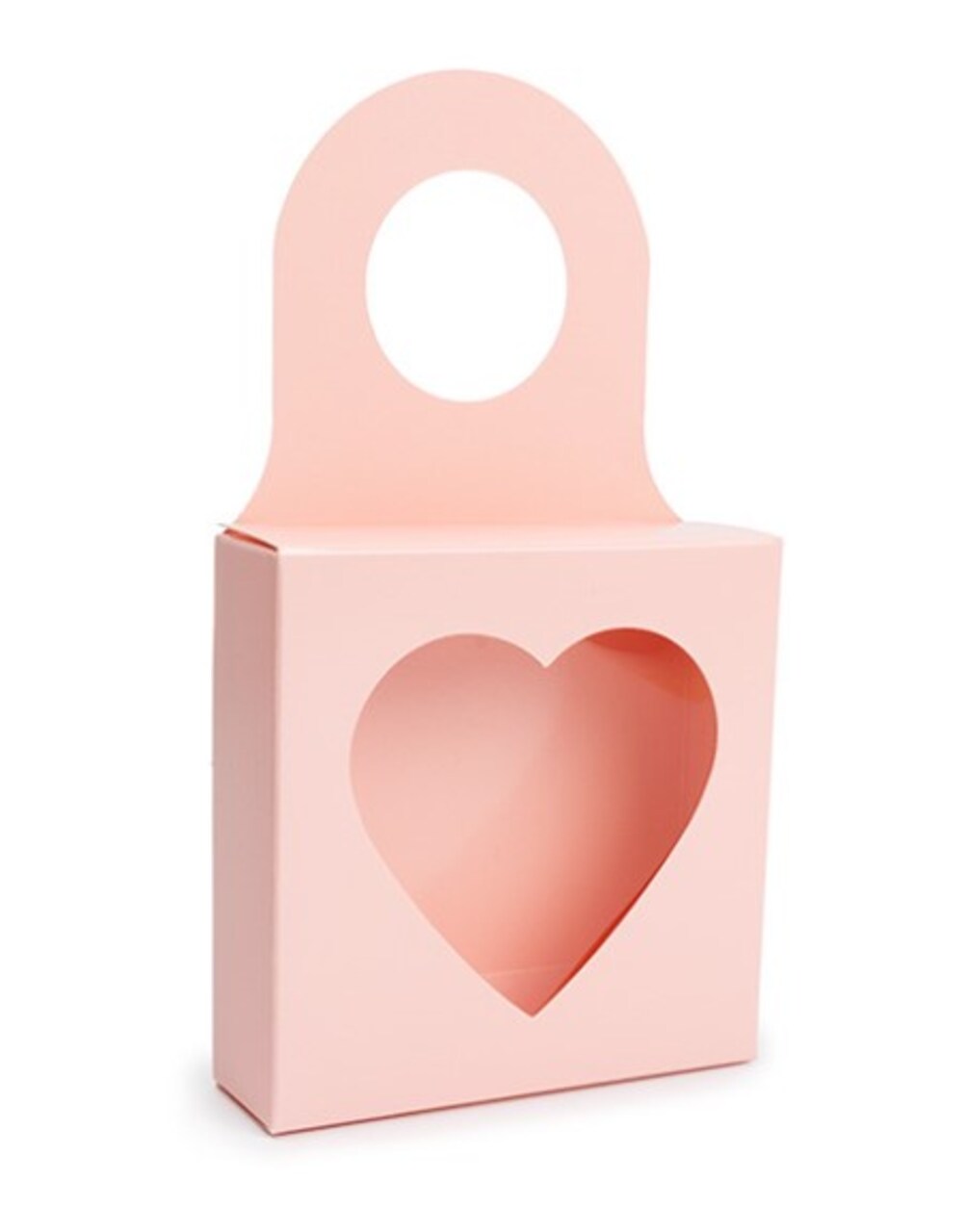 Pink Wine Bottle Box w/ Heart Shaped Window 3 5/8" x 1 1/8" x 3 5/8" 25 Pack FS356PH